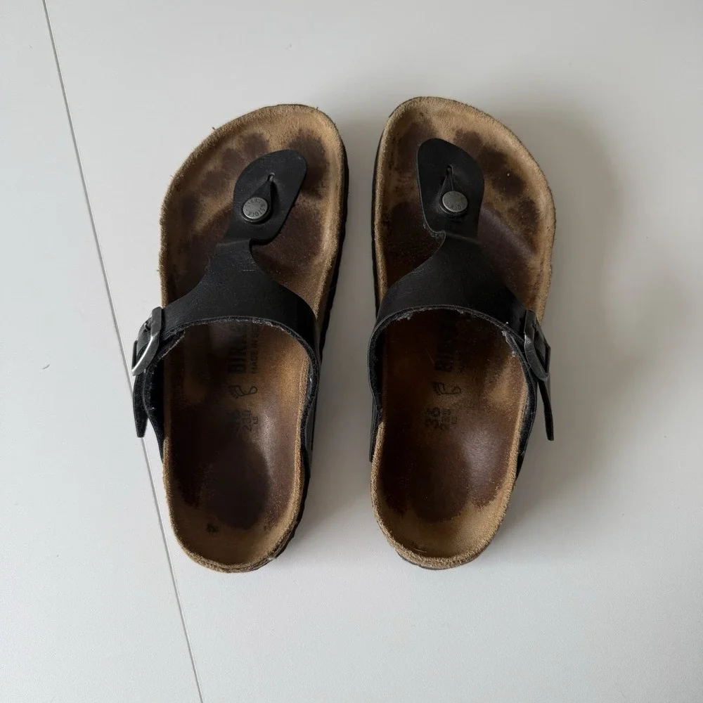 Birkenstock Gizeh‎ Birko-Flor Thong Sandal Black Leather EU 36 US 5/5.5